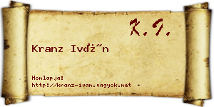 Kranz Iván névjegykártya